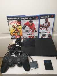 Konsola PS2 Slim Play Station 2 ps2 Zestaw Pad 3 gry Fifa NHL NBA