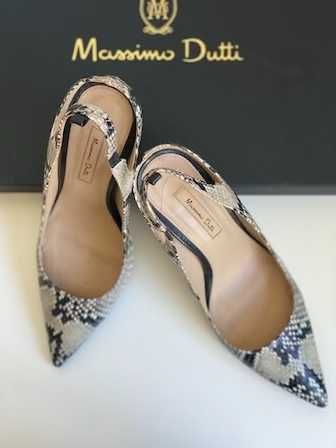 Sapato Tacão Mules Pele Animal Print - Massimo Dutti Tamanho 38