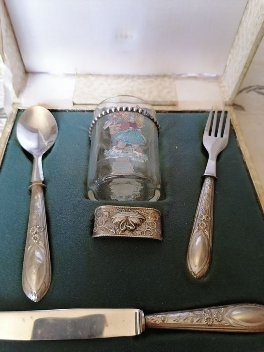 Conjunto talheres de criança em prata