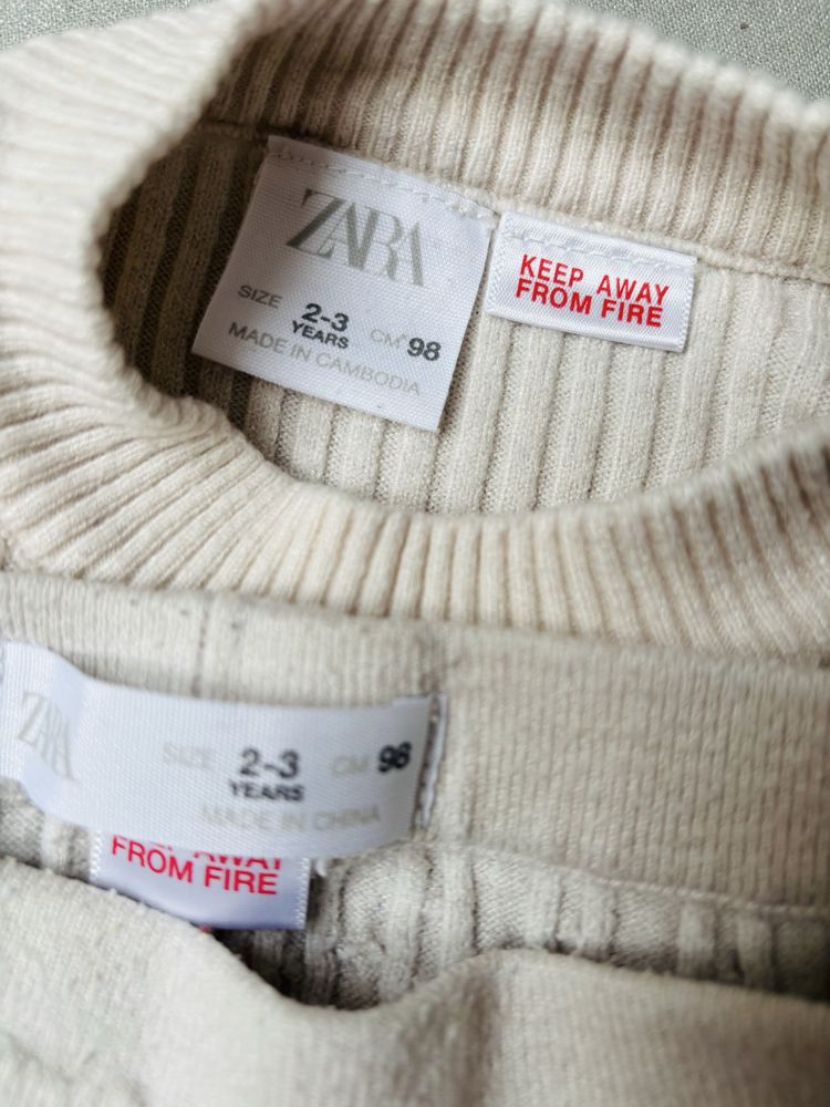 Zara zestaw legginsy i sweter półgolf dzianina prążek 98