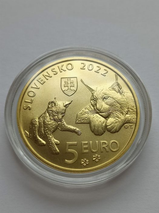 Словакия 5 евро 2022 год. Фауна. Состояние.