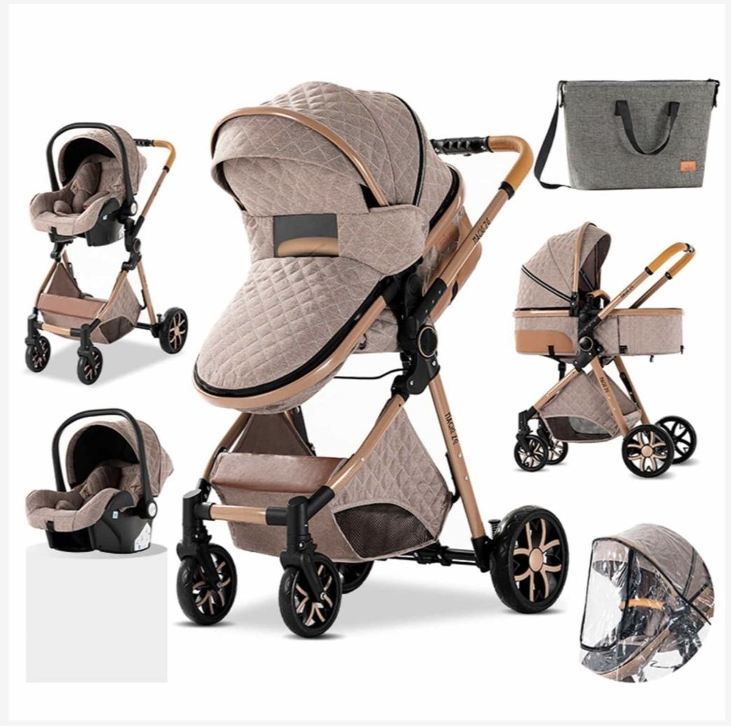 Carrinho de bebé Trio da MelBaby Kaqui