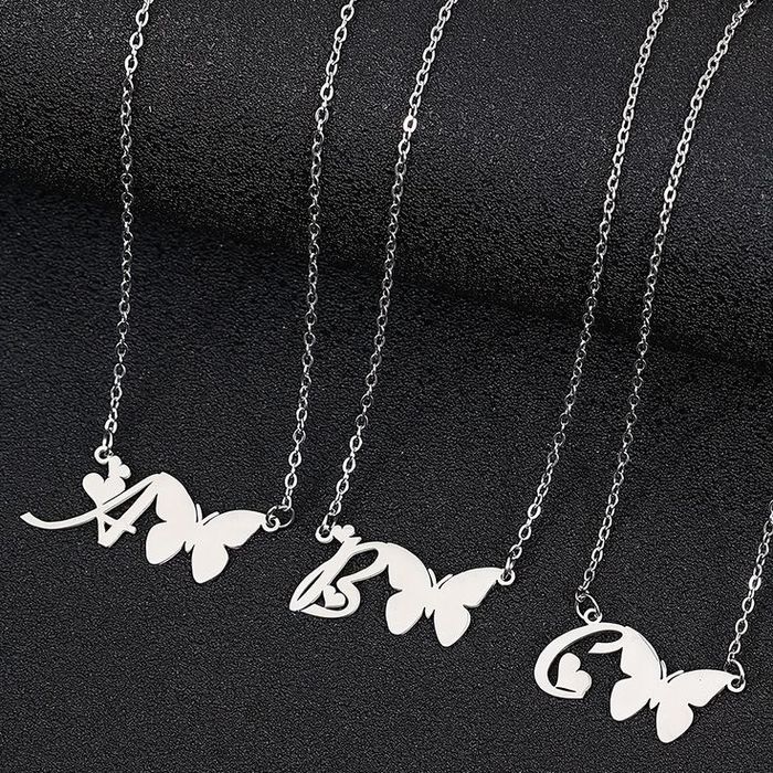 Срібна підвіска з буквою вашого імені з метеликом, подвеска, кулон