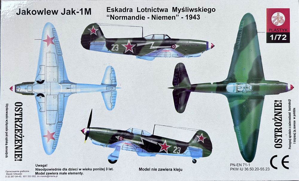 Model do sklejania Plastyk S-036 Jakowlew Jak-1M Normandie-Niemen 1:72