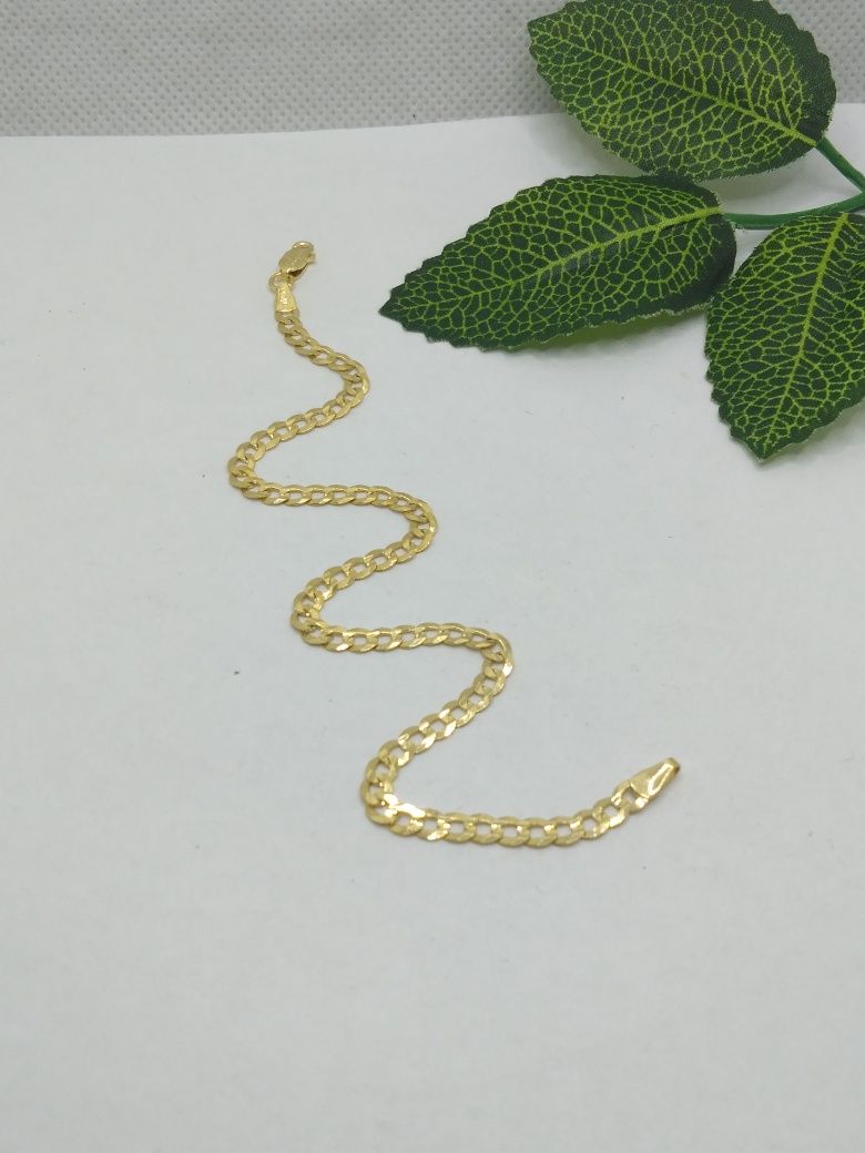 Złota bransoletka pancerka, złoto 585 19 cm