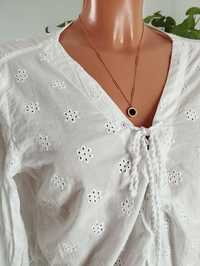 Ażurowa koszula damska z wiązanym dekoltem H&M r.38cm