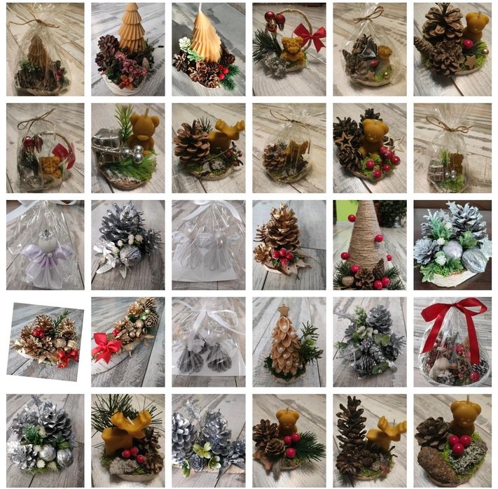 Ozdobny świąteczne, świeczki z wosku pszczelego, zestaw upominkowy