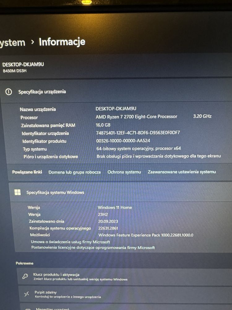 Komputer stacjonarny 16GB RAM, GTX 1050 TI, AMD Ryzen 7