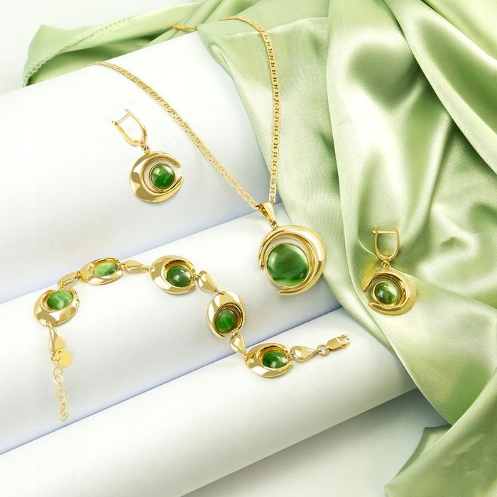 Komplet Biżuterii Naszyjnik Wisiorek Księżyc 925 Bransoletka Kolczyki