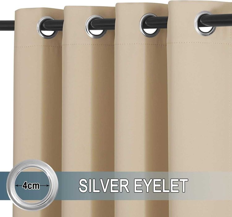 Zasłony zaciemniające Tarasowe kółka 243x132 - BEŻOWE-Pony Dance-2 SZT