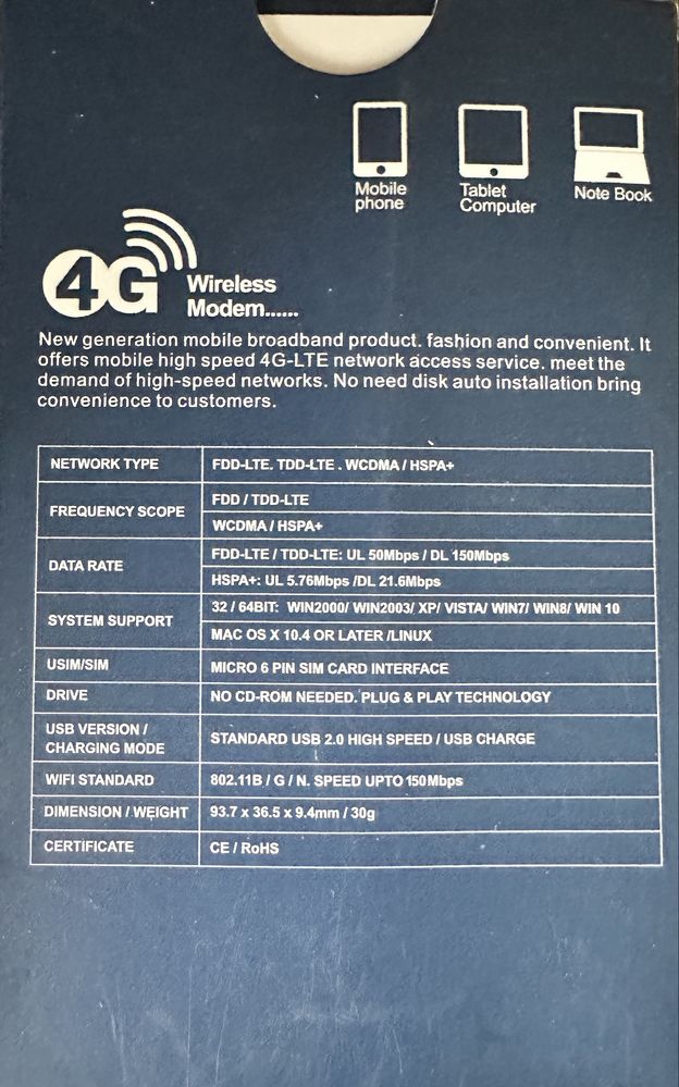 4g USB wifi роутер (модем)