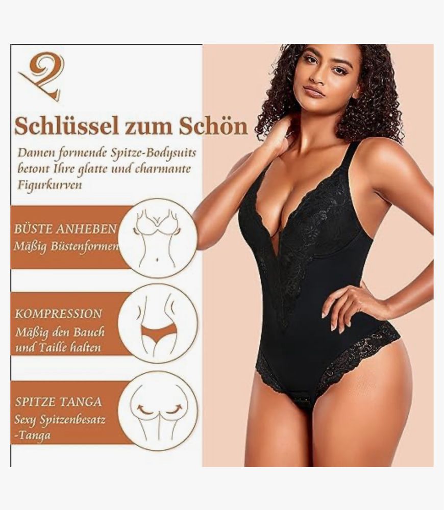 Body Shaper Modelujące Brzuch Koronkowe Body L