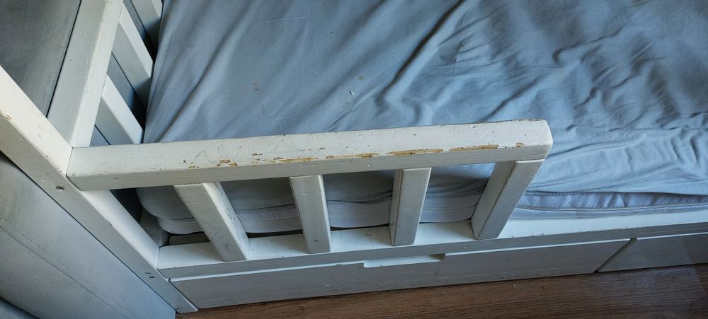 Łóżko piętrowe domek białe 160x80 materac