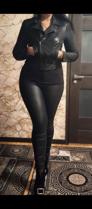 Натуральна шкіряна кожана куртка косуха