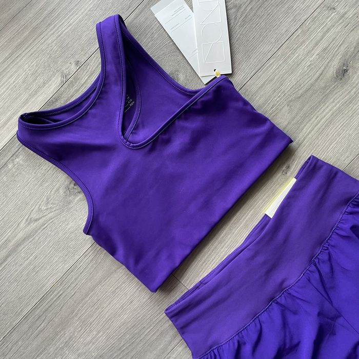 Fioletowy zestaw sportowy top i spodenki DryMove H&M