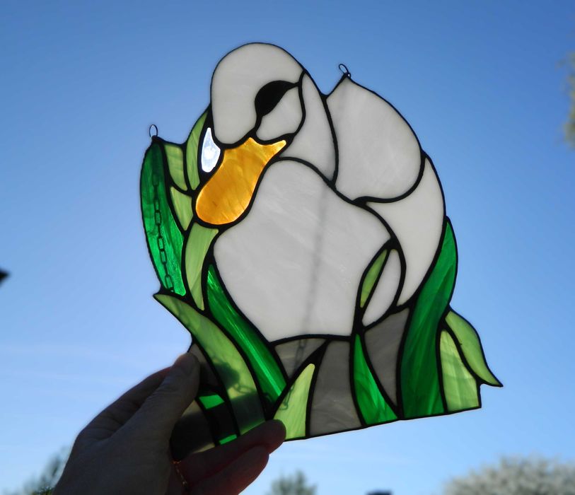 WITRAŻ kaczka * dekoracja na okno OBRAZ ze szkła FOLK sielskie klimaty