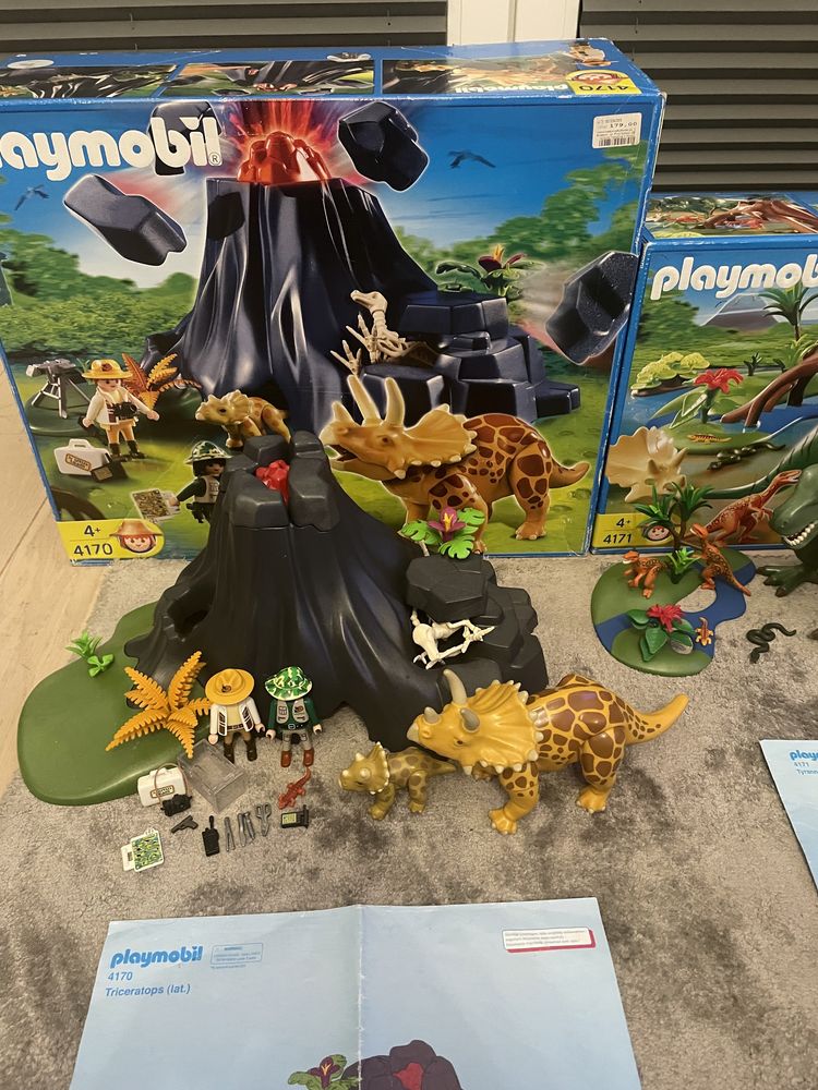 Playmobil triceratops dinozaur dinozaury wulkan zestaw  4170