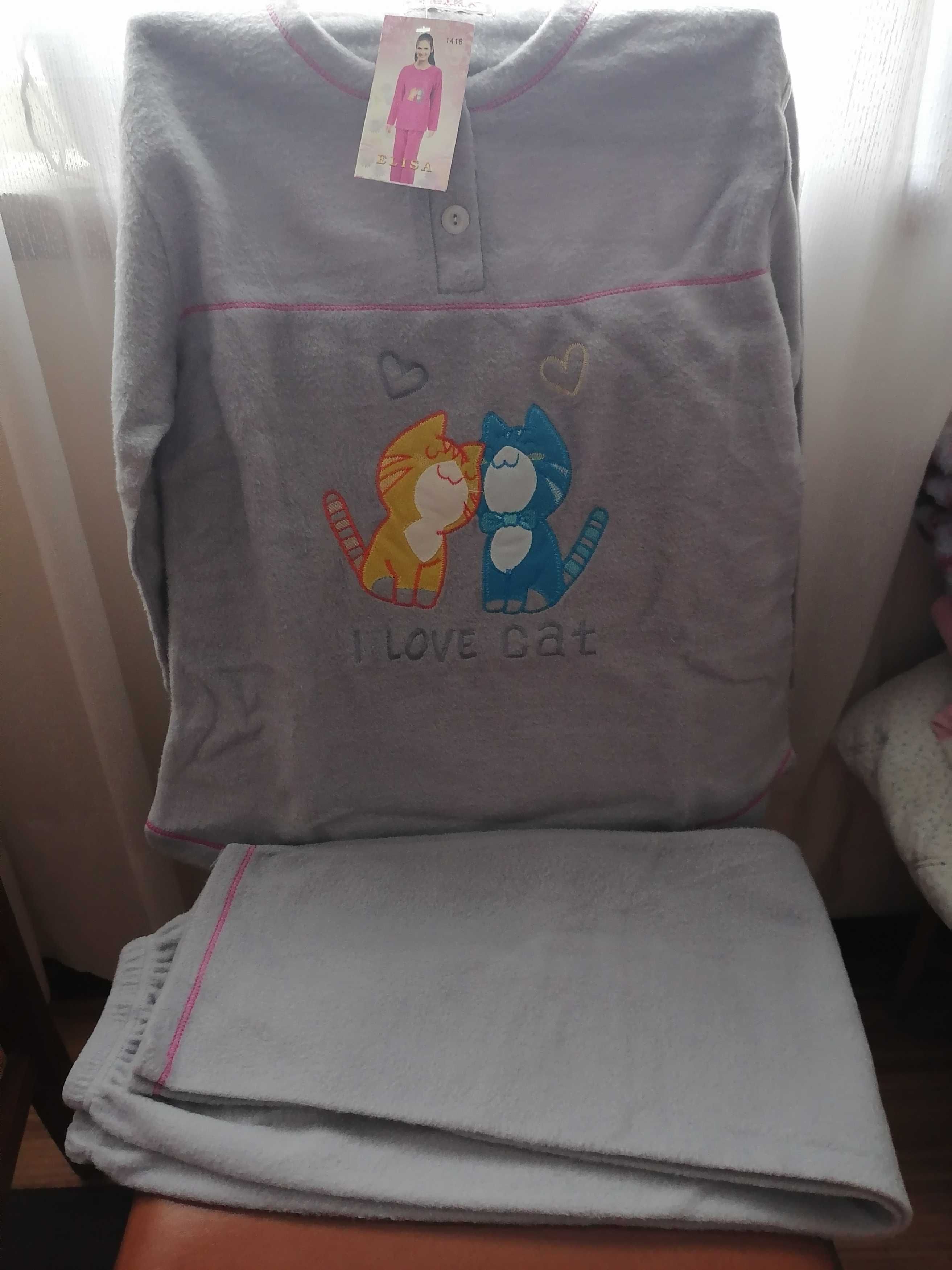 Pijama Polar novo Senhora Tam S, cinzento claro