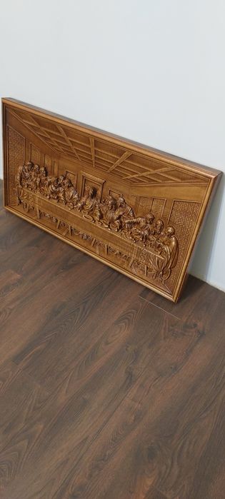 Картина з дерева “Таємна вечеря” — 3D різьба, подарунок, декор