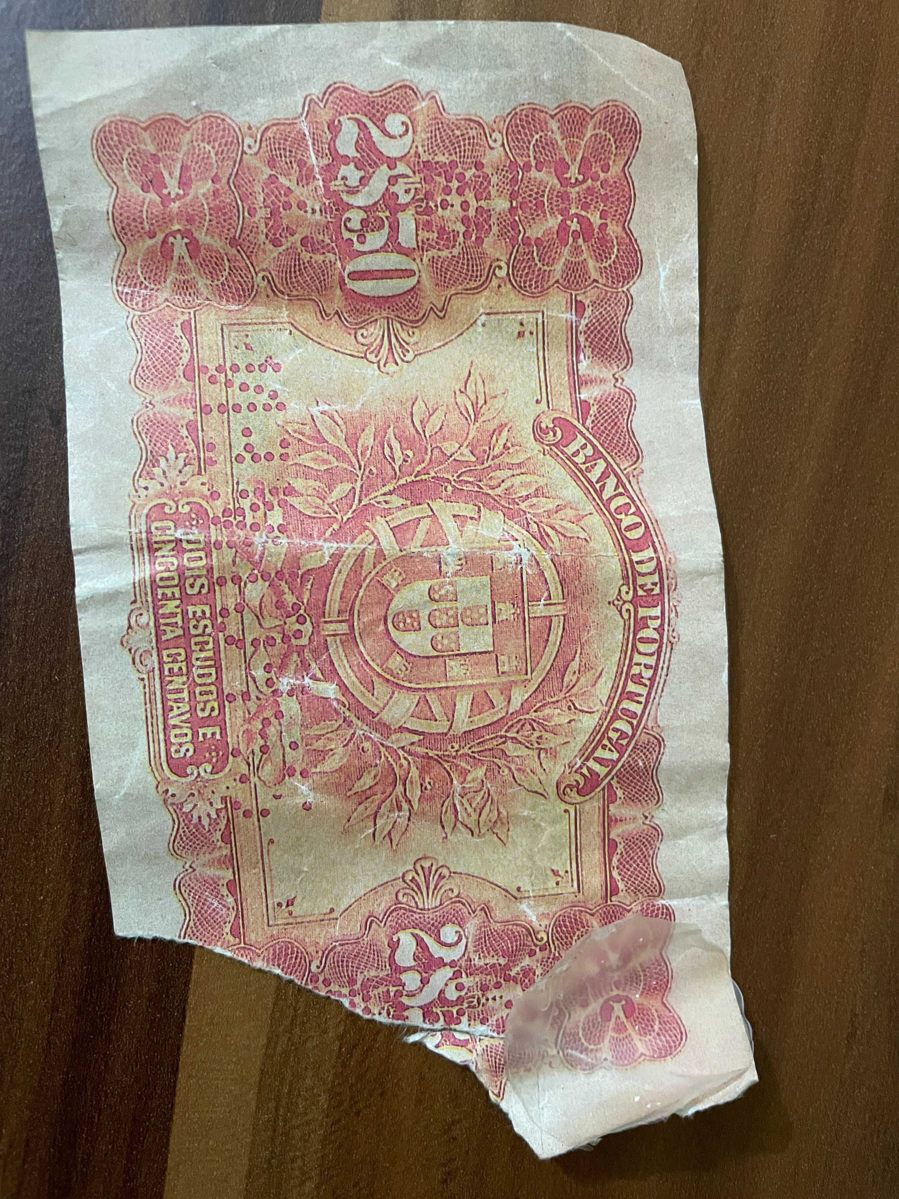 Réplica Nota Dois 2 Escudos e Cinquenta 50 Centavos