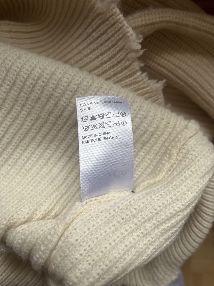 Wełniana sukienka 100% sweter wełna kremowa długa ciepła gruba s