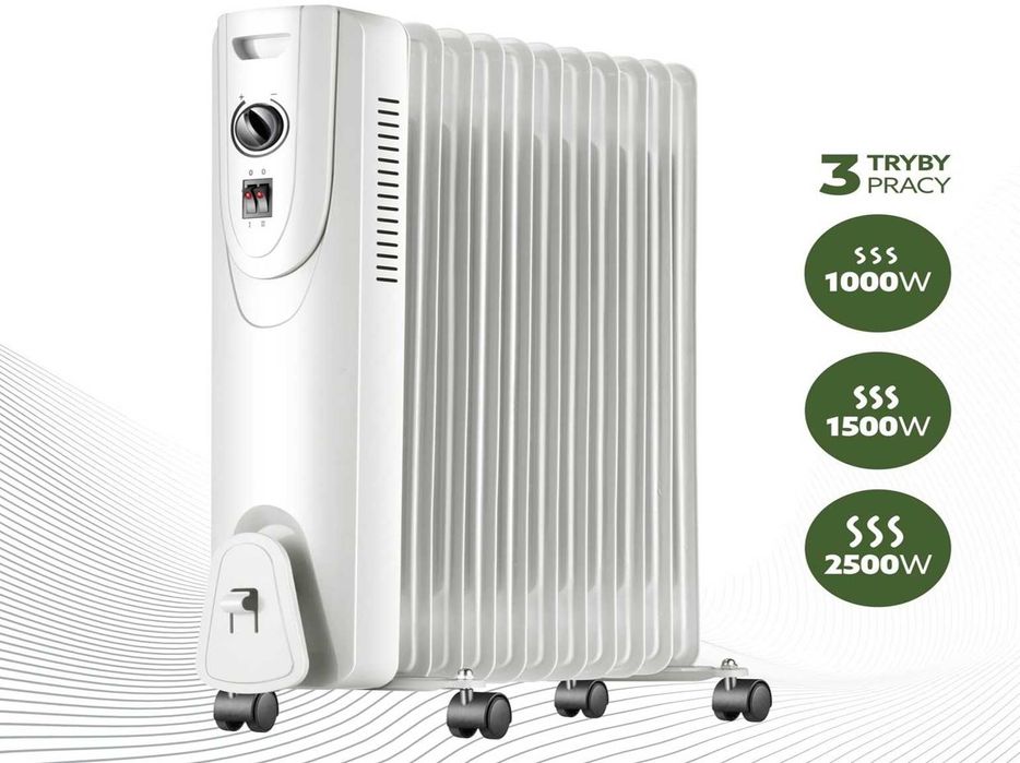 Grzejnik olejowy elektryczny 2500W Olejak 11 Żeber Ekonomiczny