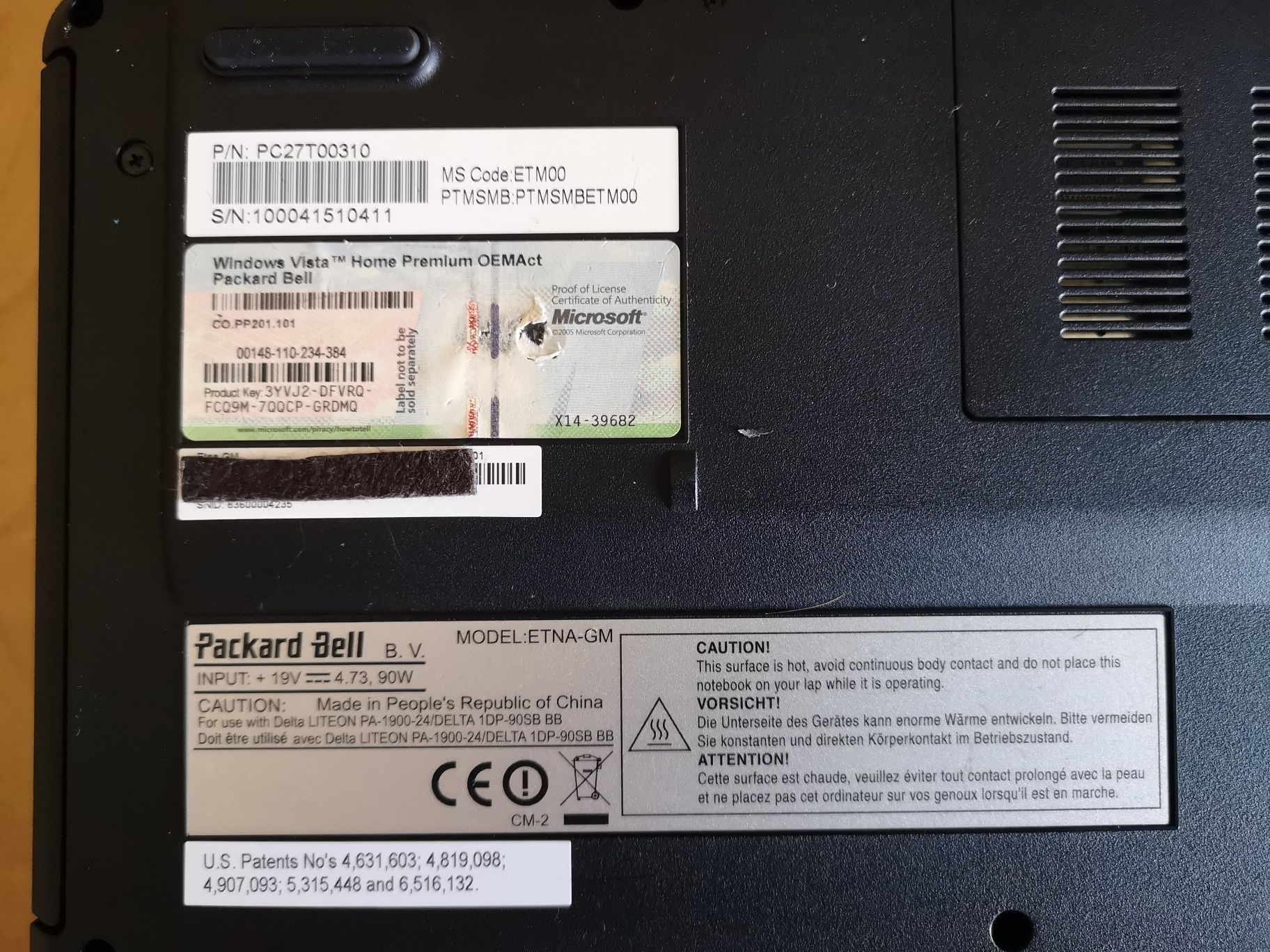 Portátil Packard bell