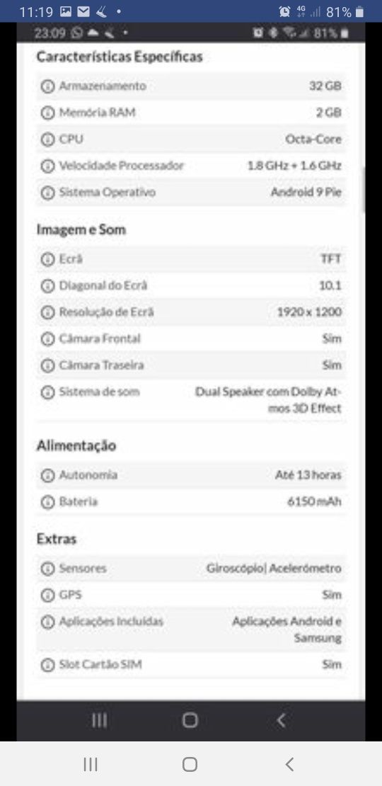 Tablet SAMSUNG Galaxy Tab A (10.1'' - 32 GB - 2 GB RAM - Wi-Fi+4G - Pr