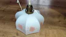 Lampa sufitowa z opalowego szkła z 1940r. ręcznie malowana vintage PRL
