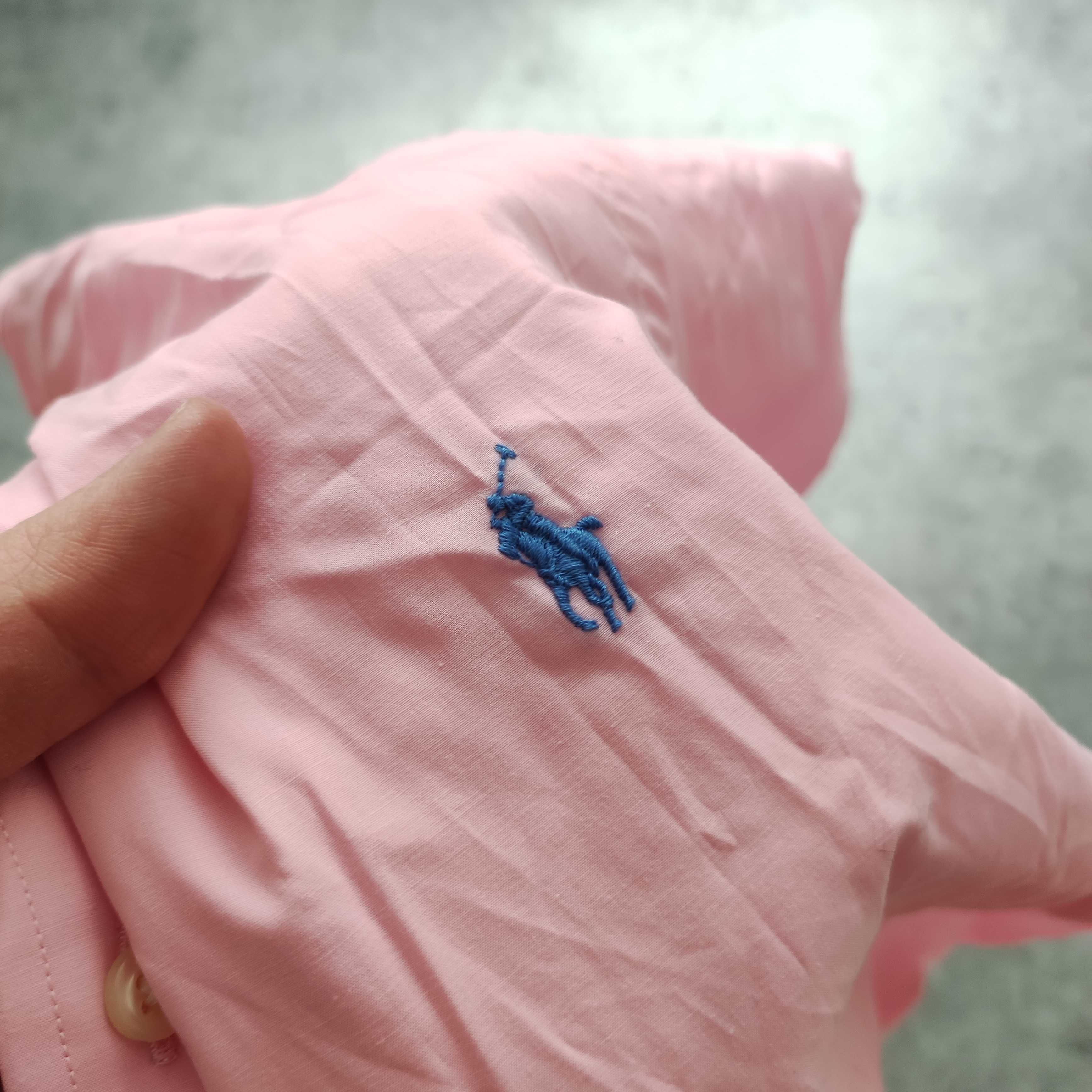 MĘSKA Koszula Elegancka PREMIUM Polo Ralph Lauren Różowa Haft Konik