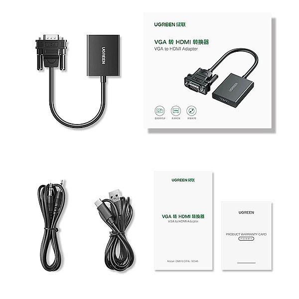Ugreen kabel przewód adapter VGA (męski) - HDMI (żeński) 0.15m czarny