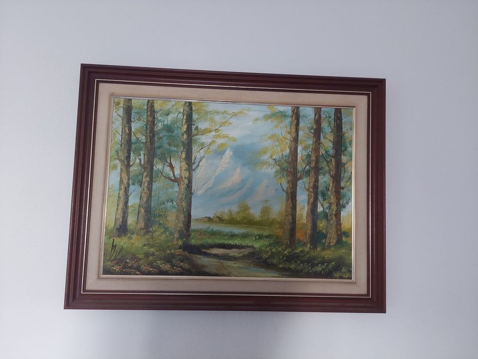 Pintura a óleo com moldura