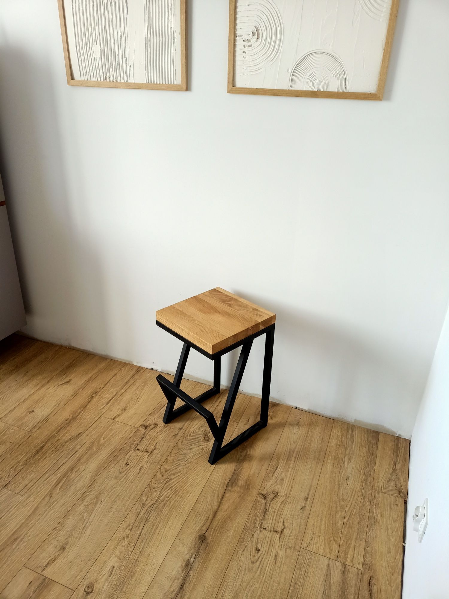 Hoker dębowy loft, stołek barowy, taboret krzesło dębowe