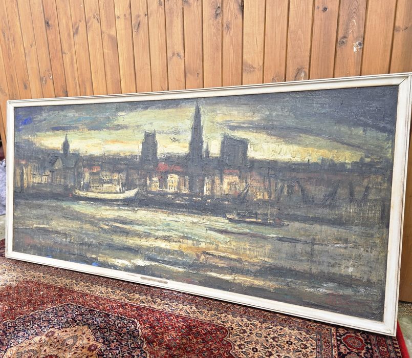 Olbrzymi obraz malowany 252x123cm Jacques Delvaux #1980 Stylowy Węgrów