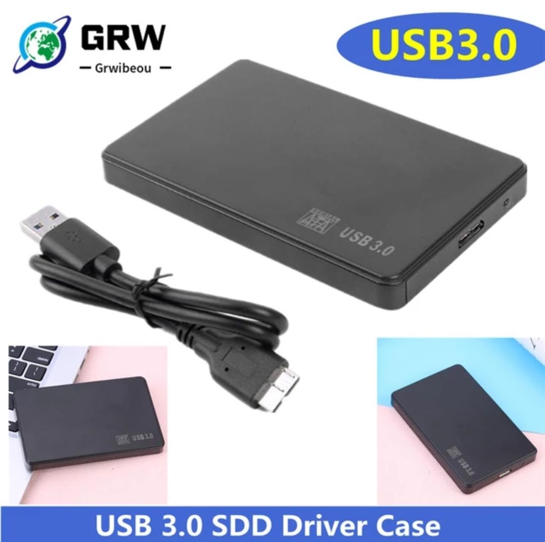 Внешний карман для HDD, SSD, usb 3.0, micro B + чехол. Кейс