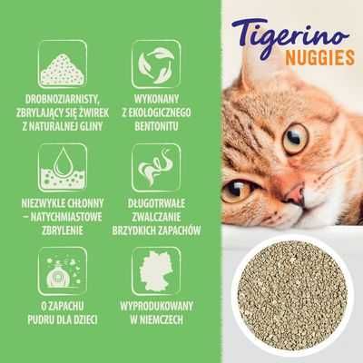 Żwirek dla kota Tigerino Nuggies zbrylający drobnoziarnisty 14kg OKAZJ
