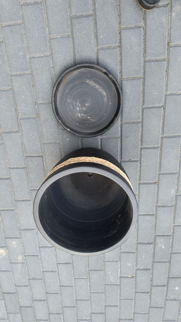 Donica ceramiczna 35cm z podstawką