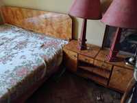 Sypialnia Art Deco łóżko łoże małżeńskie i dwie szafki nocne antyk