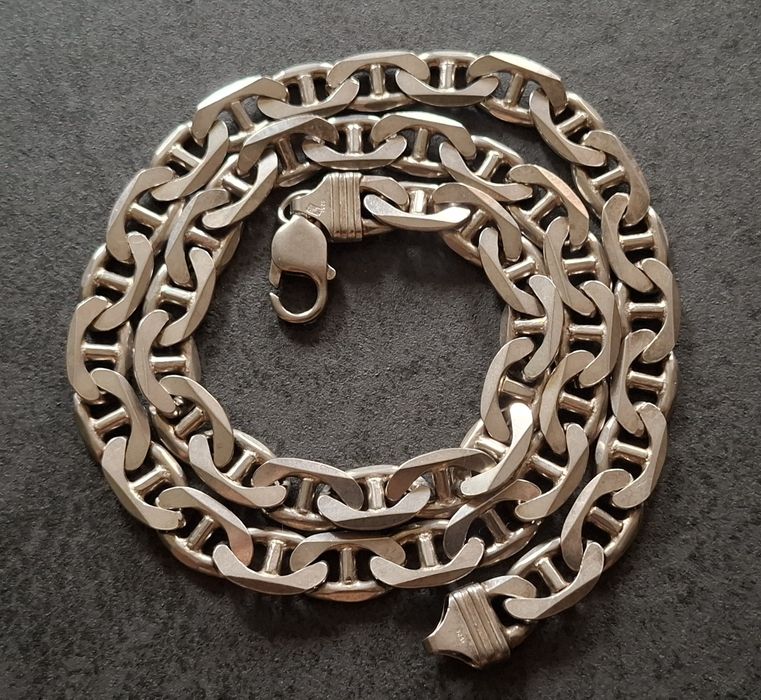 Łańcuch srebrny srebro 925 naszyjnik 75g Gucci pancerka garibaldi