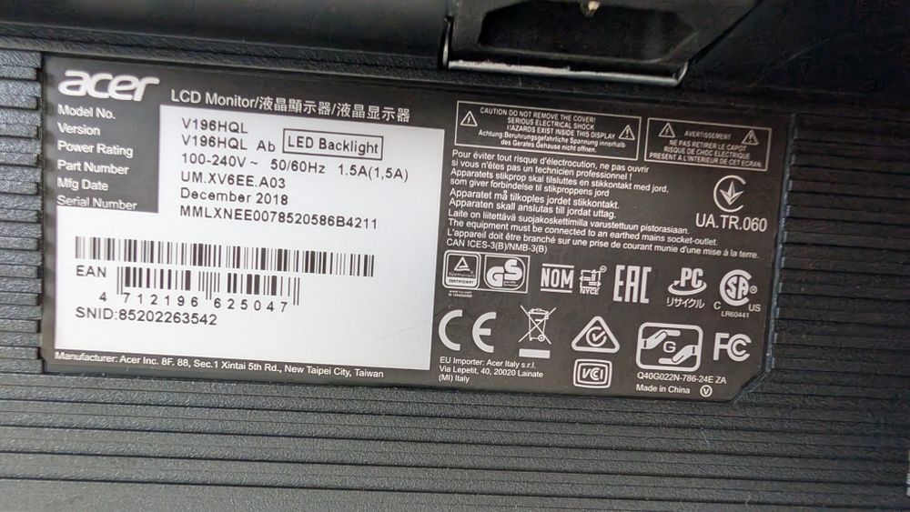 Ecrã Acer 20 polegadas como novo