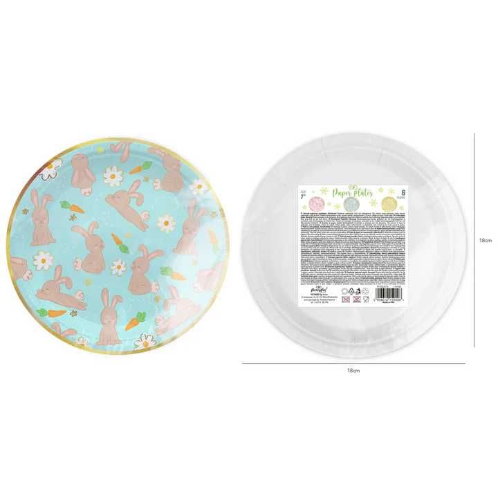 Talerzyki papierowe "ZAJĄCZKI" 18cm 1opak./6szt. Wielkanoc