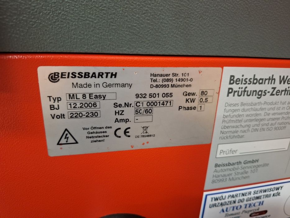 Beissbarth ML 8  kablowy geometria kół zbieżność  baza 23r.