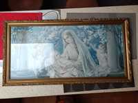Stary obraz Madonna z Dzieciątkiem i Aniołkami.
