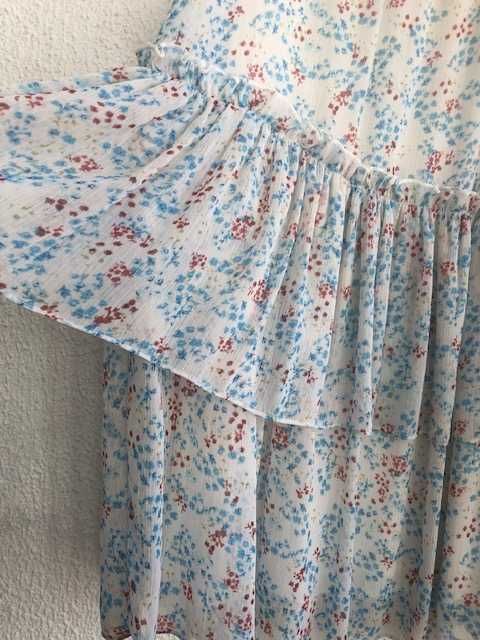 Saia estampada, com folho