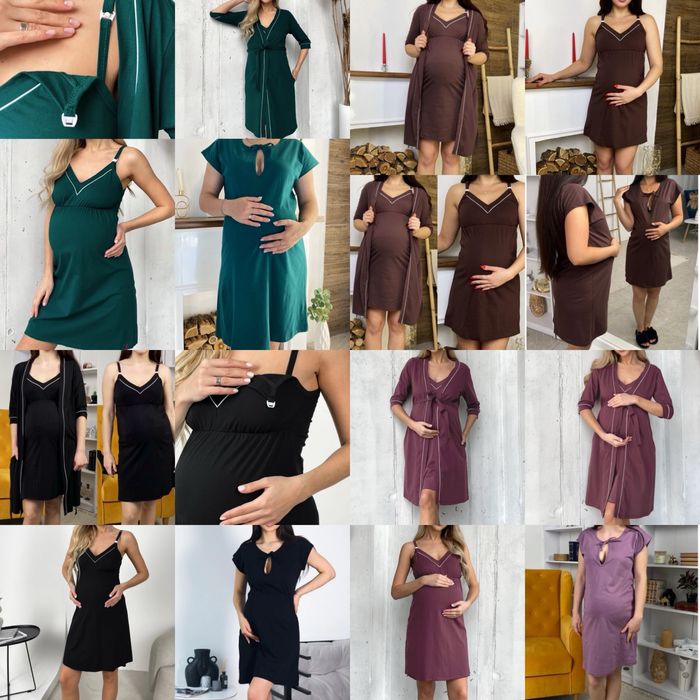 Комплект кант для вагітних халат і сорочка  в пологовий, трійка