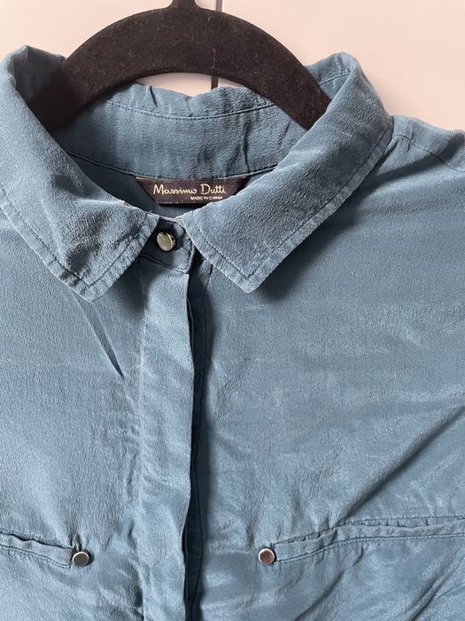 Bluzka koszula massimo dutti 36 S szmaragdowa na guziczki morski
