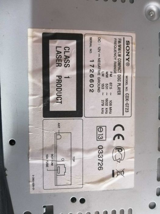 Auto rádio Sony CDX-GT23