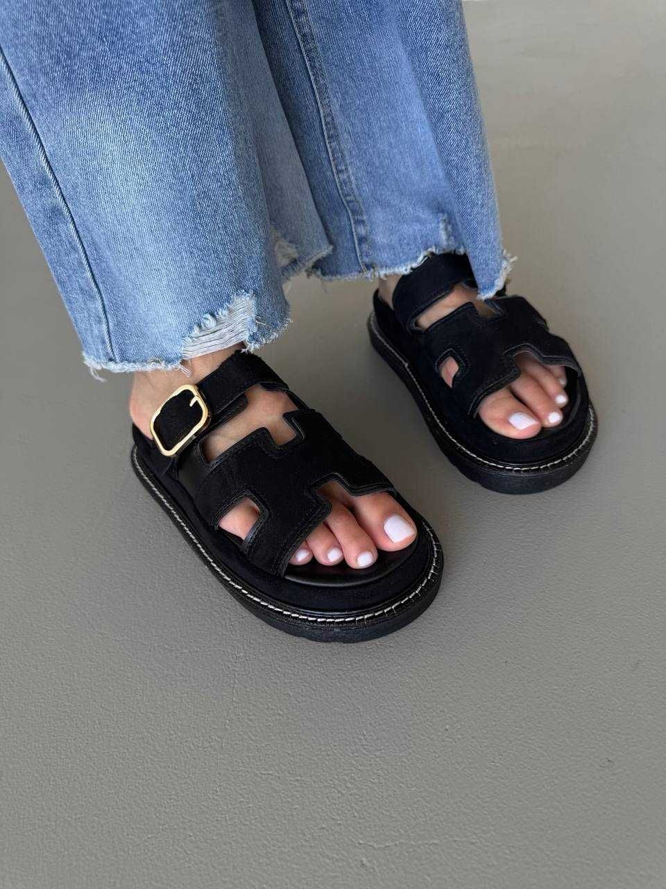 Шльопанці жіночі HERMES PLATFORM SLIDES | взуття на літо | босоніжки
