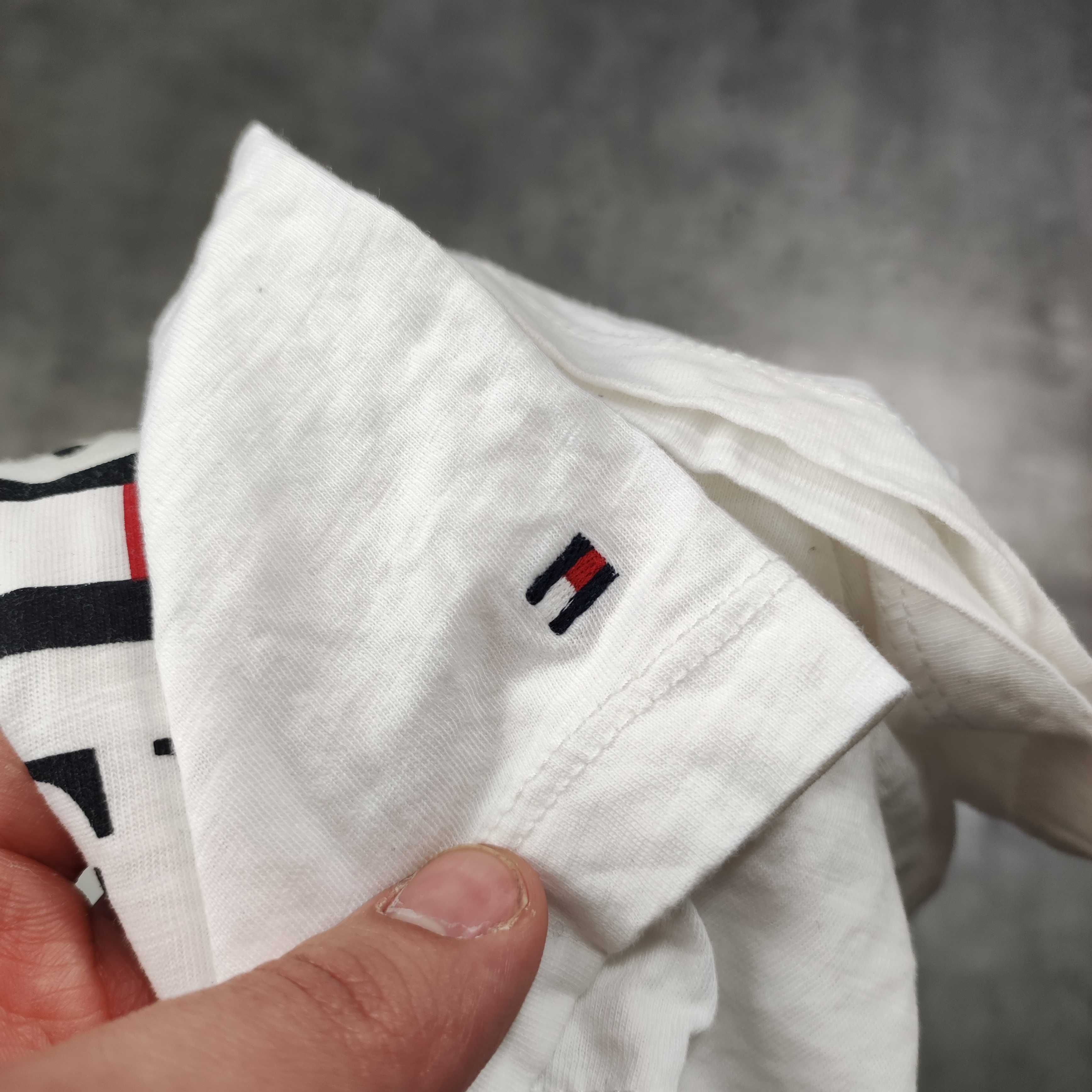 MĘSKA PREMIUM Koszulka Bawełna Lekka Duże Logo Biała Tommy Hilfiger