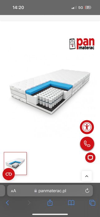 Materac 140x200 nowy! COMFY SUPPORT Pan Materac Kieszeniowy/Piankowy